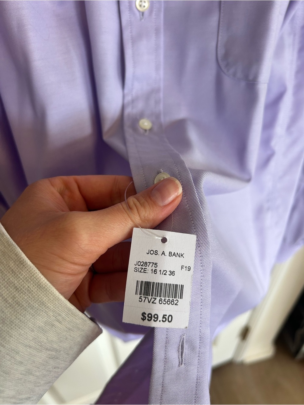 NWT Jos. A. Bank Lavender Long-Sleeve Dress Shirt - Men - Picture 2 of 3